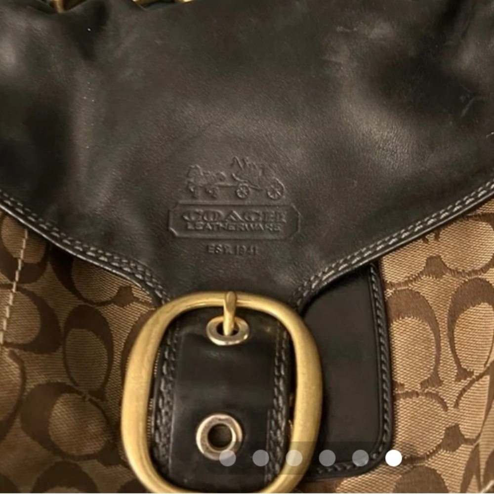 Vintage classic Coach signature, purse, leather, and brass fixtures